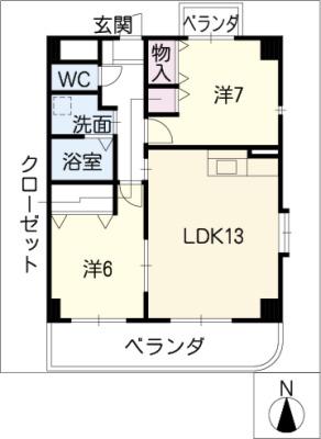 SUN PHOENIX(2LDK/2階)の間取り写真