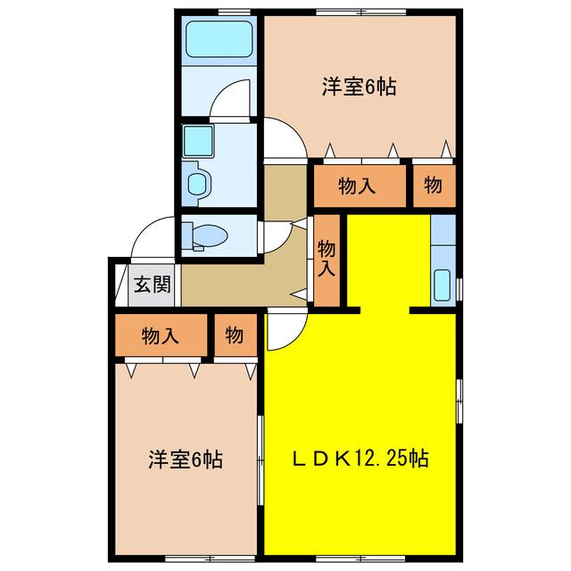 グランシティソレーユ A棟(2LDK/2階)の間取り写真