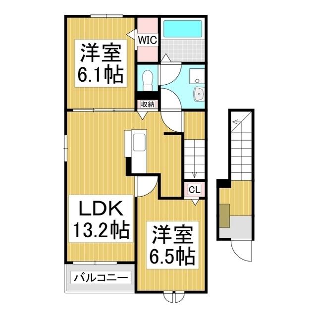 オンザロード A(2LDK/2階)の間取り写真