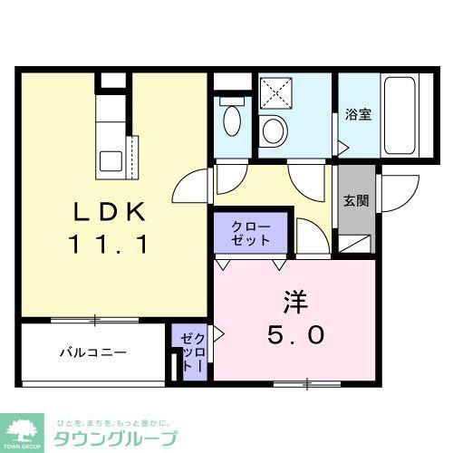 ポルテボヌール本牧(1LDK/2階)の間取り写真