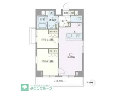 オープンブルーム押上(2LDK/9階)の間取り写真