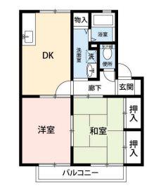 ロイヤルガーデン C棟(2DK/2階)の間取り写真