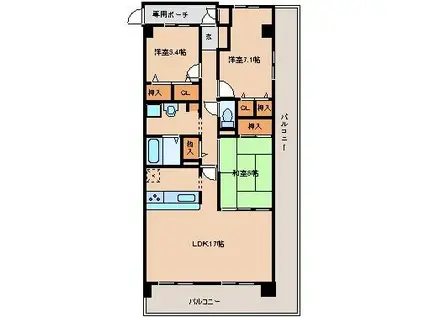シティオ大津石山(3LDK/3階)の間取り写真
