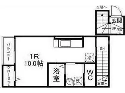 オーロラコート(ワンルーム/2階)の間取り写真