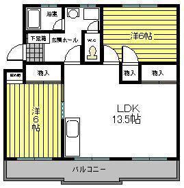 第2パープルハイム(2LDK/1階)の間取り写真
