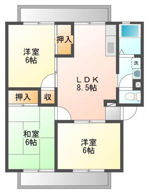 オークビラ(3LDK/1階)の間取り写真