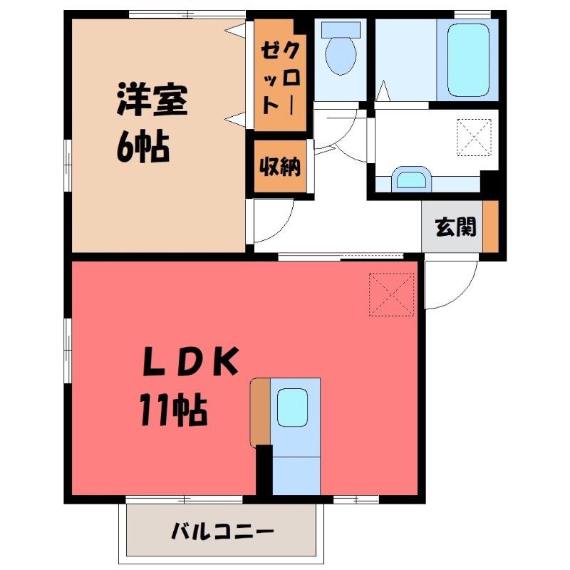 パークサイド21B(1LDK/2階)の間取り写真