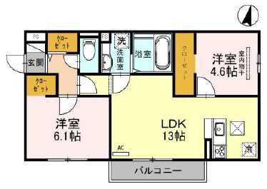 ラ・ヴェール杉尾台(2LDK/3階)の間取り写真