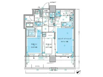 シティタワー新宿(2LDK/26階)の間取り写真