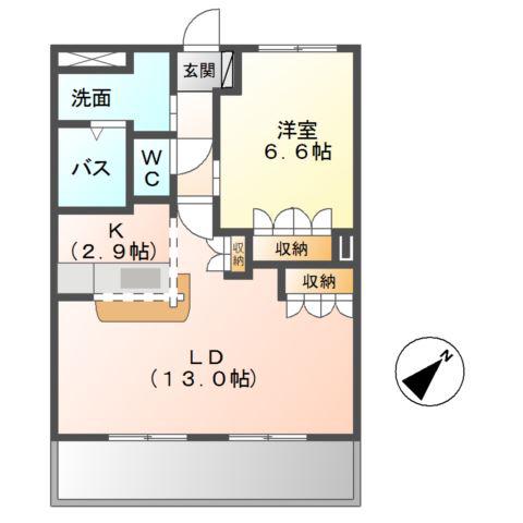 カームプレイス(1LDK/1階)の間取り写真