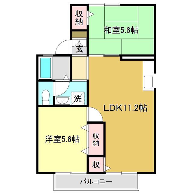 セジュール小松 I棟(2LDK/1階)の間取り写真