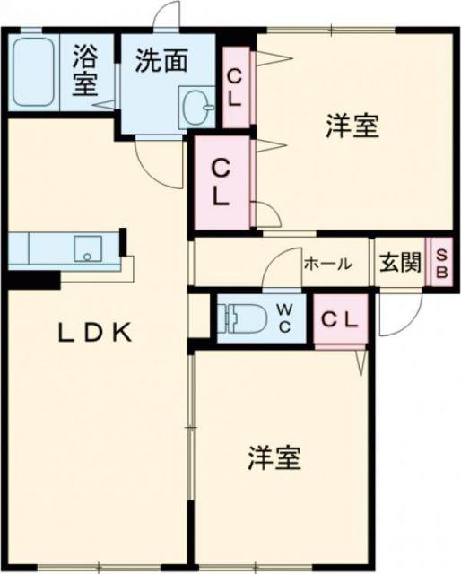 シャーメゾン ルミエール II棟(2LDK/1階)の間取り写真