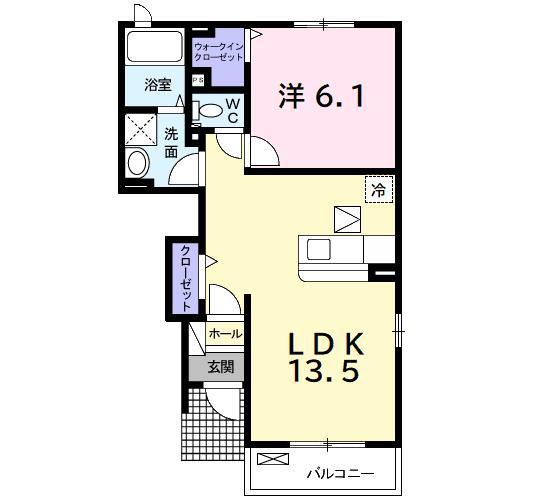メゾンミルフィーユ B(1LDK/1階)の間取り写真