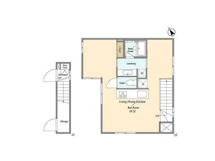 高輪キューブイースト(ワンルーム/2階)の間取り写真