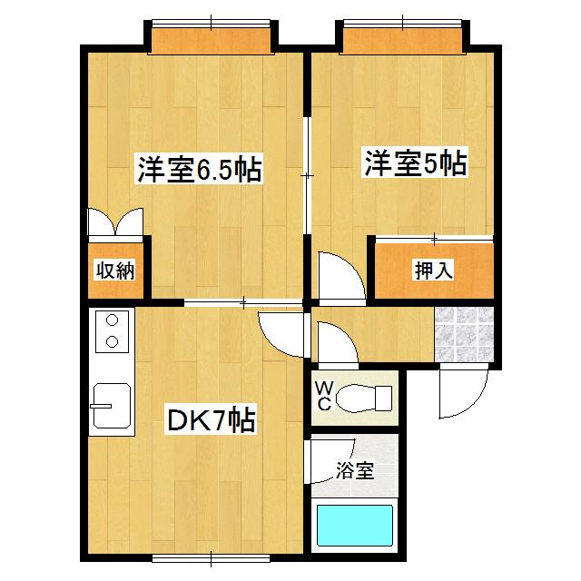 ル・シャレ(2DK/2階)の間取り写真