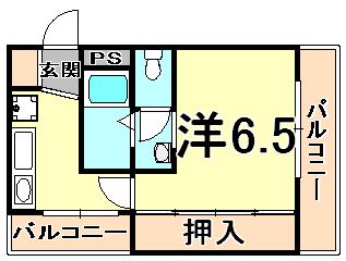 キャッスル西宮(1K/3階)の間取り写真