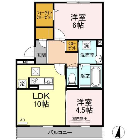 ソラーナ(2LDK/1階)の間取り写真