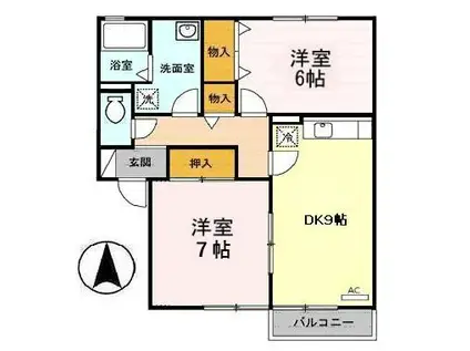 ベル・アネックス(2DK/2階)の間取り写真