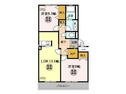 グレースフル東大島(2LDK/2階)の間取り写真