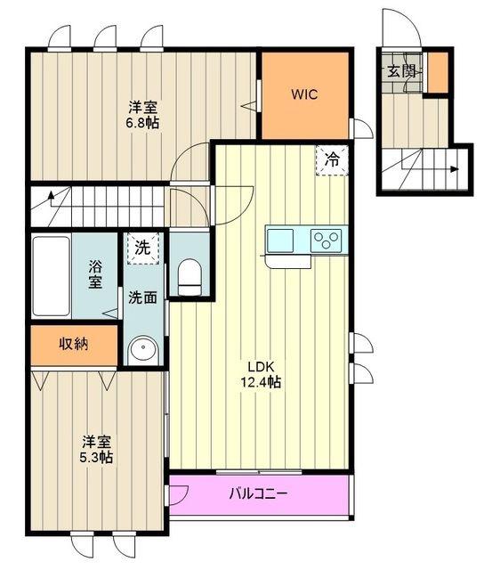 サザンパーク C(2LDK/2階)の間取り写真