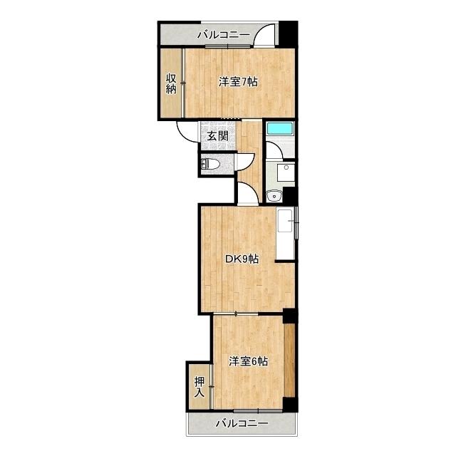 中町コーポラス(2DK/3階)の間取り写真