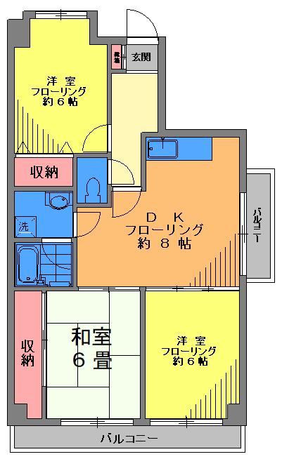 ロイヤルメゾン雪谷(3DK/2階)の間取り写真