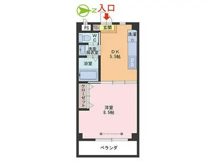 ジュネス光陽(1DK/3階)の間取り写真