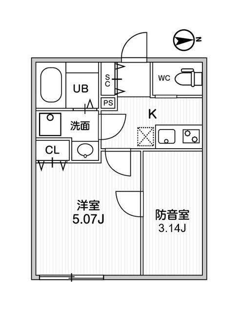 TS CUORE MUSE 落合(1K/1階)の間取り写真