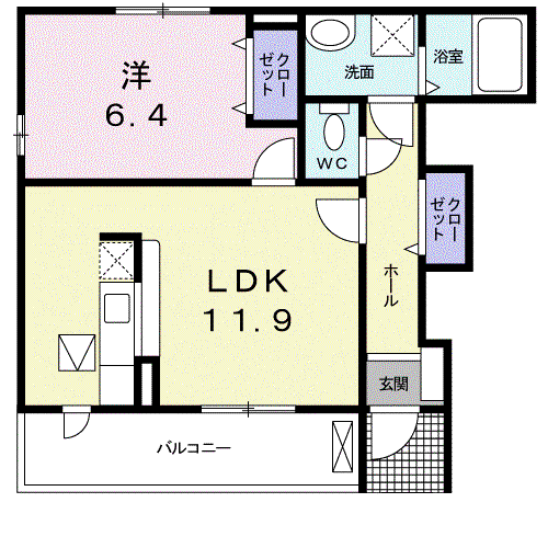 シルエーラ.I(1LDK/1階)の間取り写真