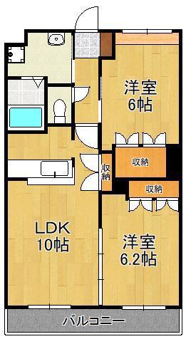 グラシアス(2LDK/2階)の間取り写真