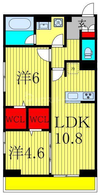 グランディール柏の葉(2LDK/1階)の間取り写真