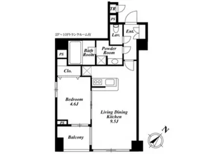 セントラルクリブ六本木Ⅱ(1LDK/4階)の間取り写真
