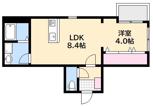 フォレスト草津南(1LDK/2階)の間取り写真