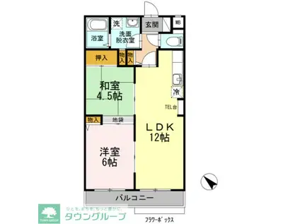 ロワール赤塚(2LDK/1階)の間取り写真