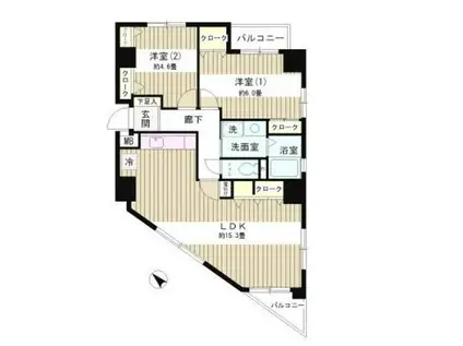 パークサイド小石川植物園(2LDK/9階)の間取り写真