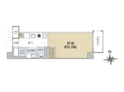 ドゥ・ヴィラージュ(1K/6階)の間取り写真