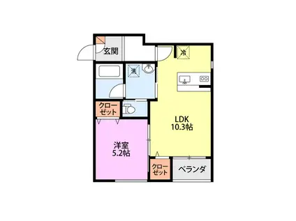 COMMON北葉町(1LDK/1階)の間取り写真