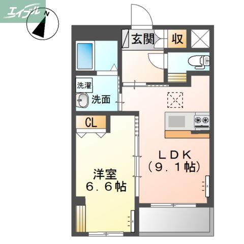 CIEL天瀬(1LDK/1階)の間取り写真