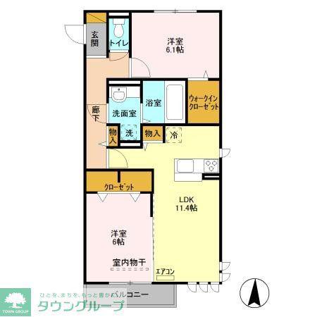 アローヒルズA(2LDK/2階)の間取り写真