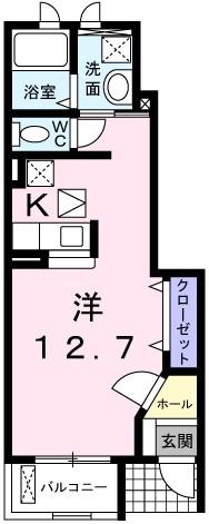 パレ・エクセラン(ワンルーム/1階)の間取り写真