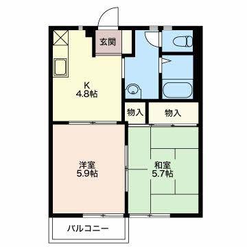 フレグランスA&A(2K/1階)の間取り写真