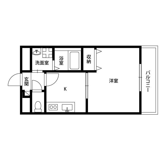 アンプルールクラージュ瓢箪山(1K/1階)の間取り写真