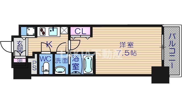エスリード大手前(1K/13階)の間取り写真