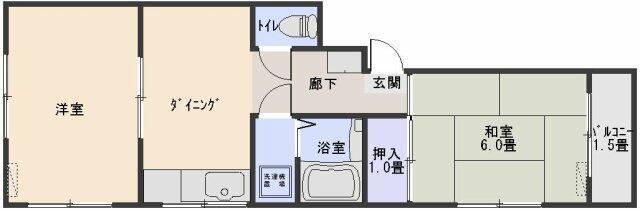 倉賀野ビル(1K/2階)の間取り写真