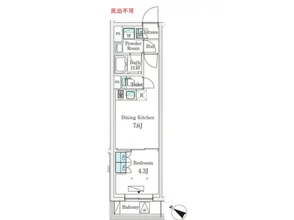 2024年3月竣工 参宮橋ビューアパートメント 1DK P(1DK/1階)の間取り写真