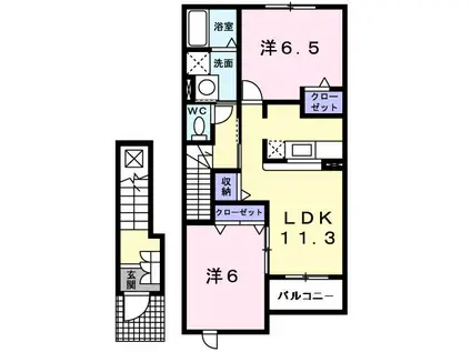 サンリット ヒル II(2LDK/2階)の間取り写真