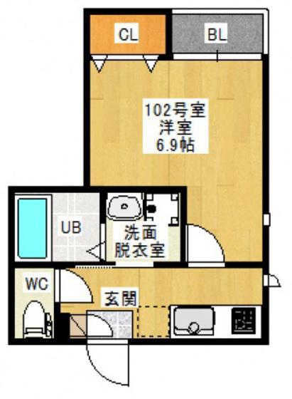 GRANDTIC東雲本町II(1K/1階)の間取り写真