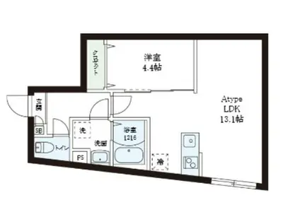 レピュア小石川レジデンスII(1LDK/1階)の間取り写真