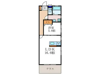 三田 MITA(1LDK/1階)の間取り写真