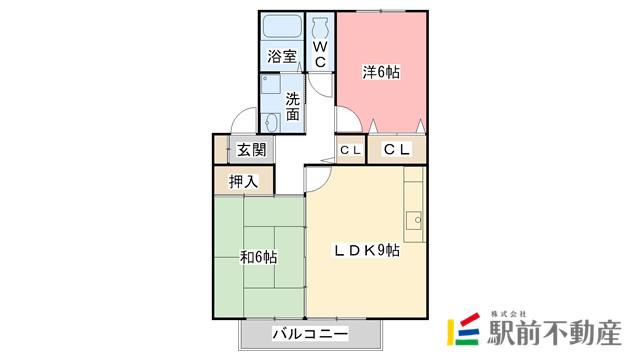 フェルメールヒルズ(2DK/2階)の間取り写真